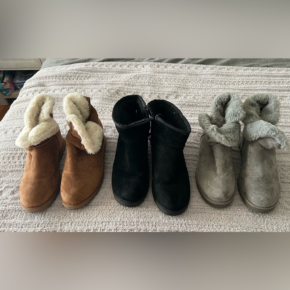 Cushionaire Cozy Women's Boots in Black, Brown, and Gray size 8